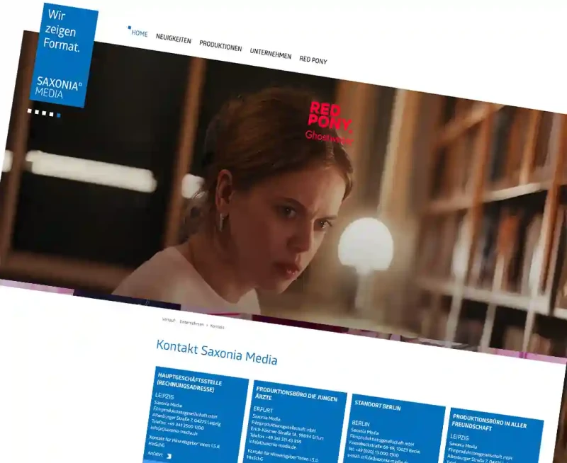 Screenshot der Saxonia Media Website